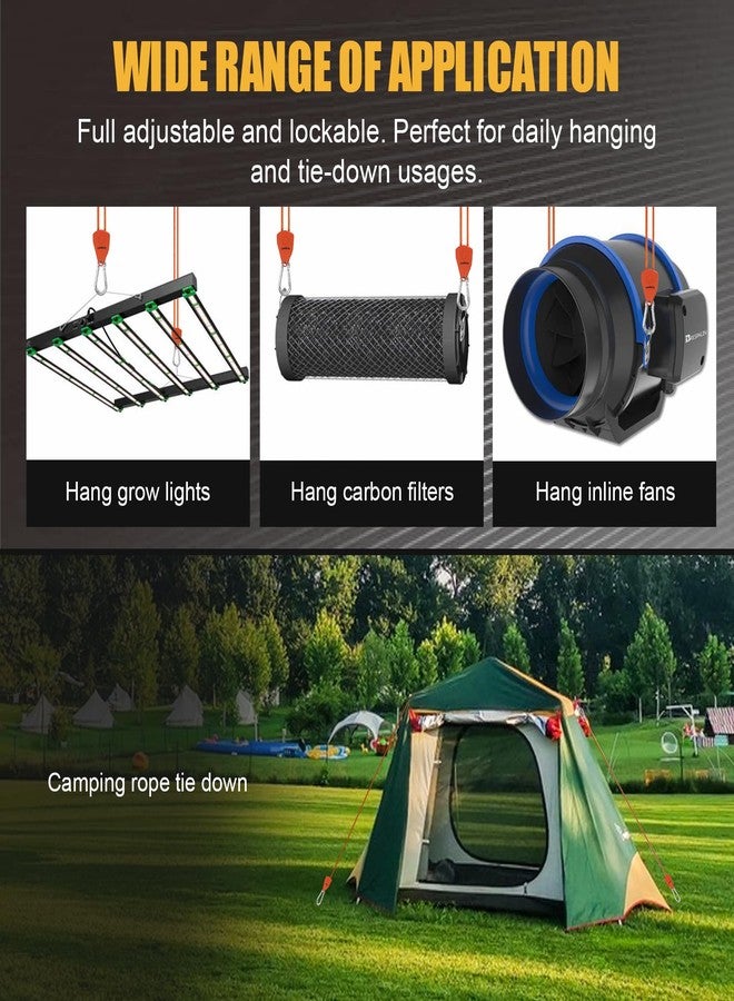 Ayaport Adjustable Rope Hanger Grow Light Hanger, 8Ft 1/8" Heavy Duty Plant Pulley Rope Tightener Ratchet Tie Down for Kayak, Tarp, Tent Tie Downs, Hanging Plants, Filters, Fans - Image 5