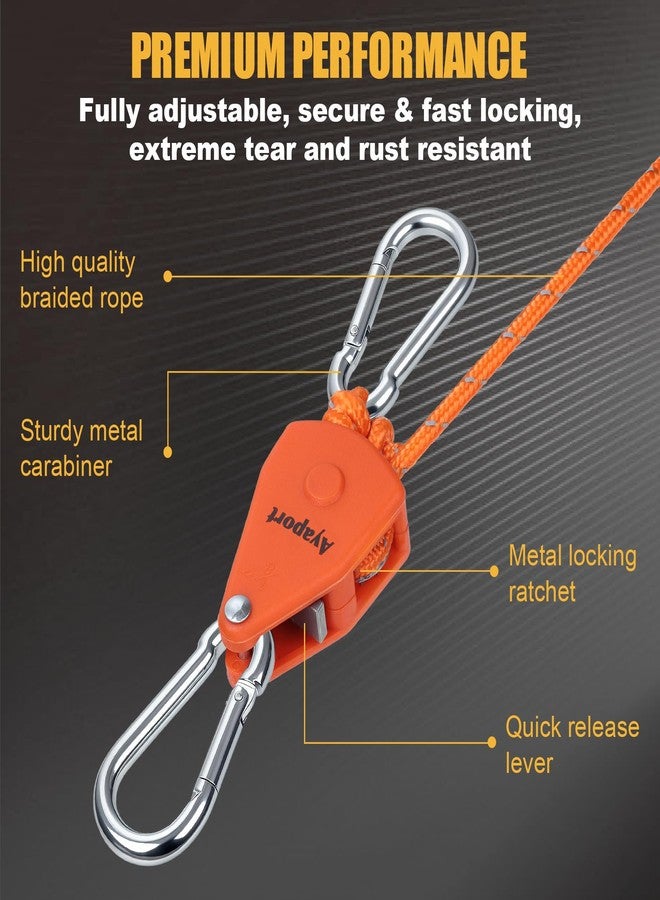 Ayaport Adjustable Rope Hanger Grow Light Hanger, 8Ft 1/8" Heavy Duty Plant Pulley Rope Tightener Ratchet Tie Down for Kayak, Tarp, Tent Tie Downs, Hanging Plants, Filters, Fans - Image 2