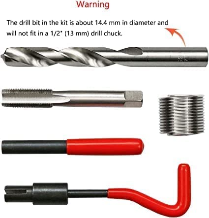 BestsQ 14pcs Thread Repair Kit M14 x 1.5mm Metric Thread Repair Insert Kit Compatible Hand Tool Set for Auto Repairing (M14-1.5) - Image 3