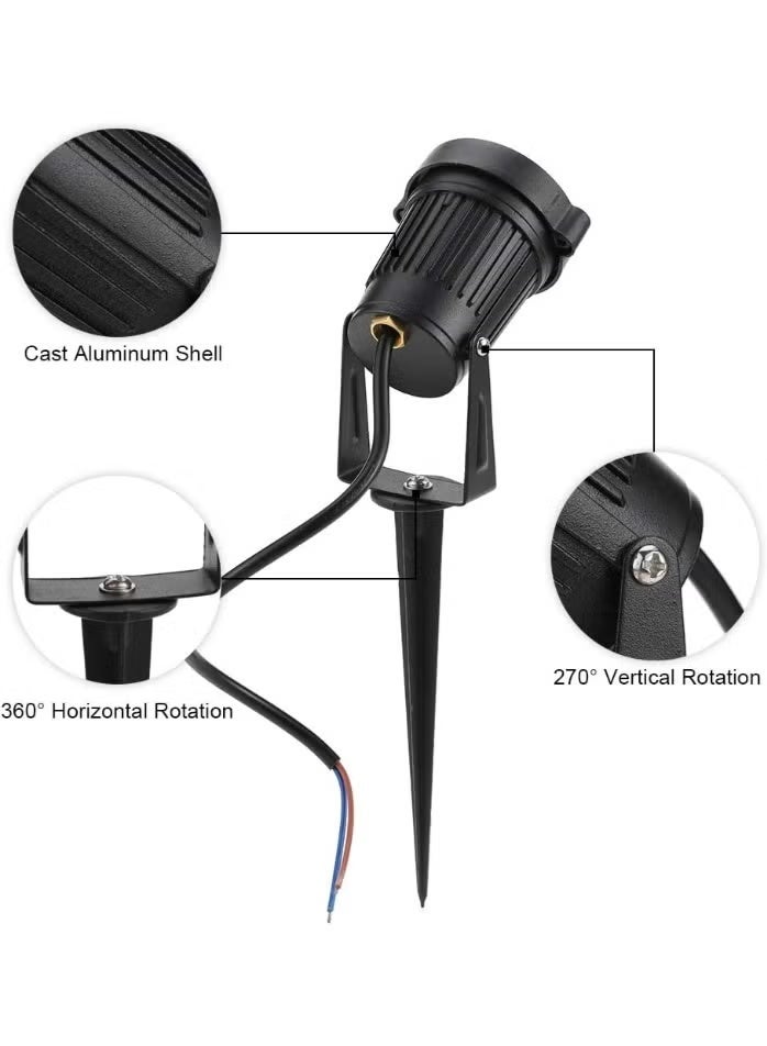 RMAX 4-Pack 5 W COB LED Outdoor Garden & Landscape Lamps – 12 V AC/DC, 500 LM per Lamp, Waterproof IP65, Wall/Path/Yard Spotlight, Warm White (Black/Aluminum) - Image 2