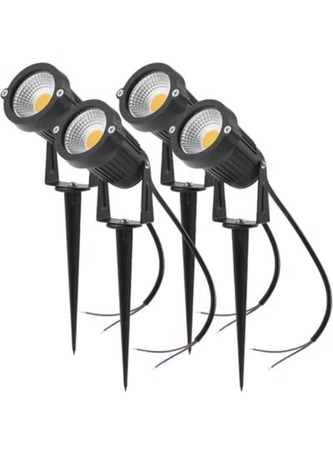 RMAX 4-Pack 5 W COB LED Outdoor Garden & Landscape Lamps – 12 V AC/DC, 500 LM per Lamp, Waterproof IP65, Wall/Path/Yard Spotlight, Warm White (Black/Aluminum) - Image 1