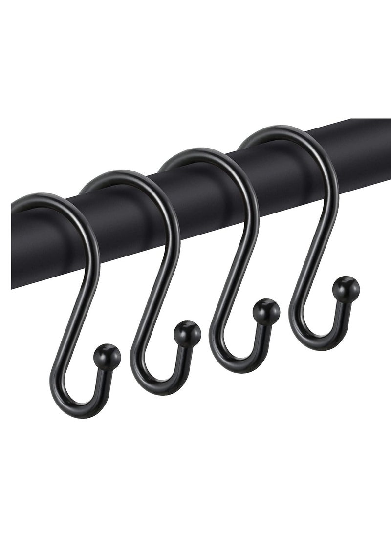 Rust-Resistant Black Metal Shower Curtain Hooks - 12 Decorative S-Shaped Rings for Bathroom, Towels & Clothing - Image 1