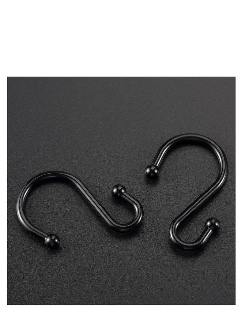 Rust-Resistant Black Metal Shower Curtain Hooks - 12 Decorative S-Shaped Rings for Bathroom, Towels & Clothing - Image 5