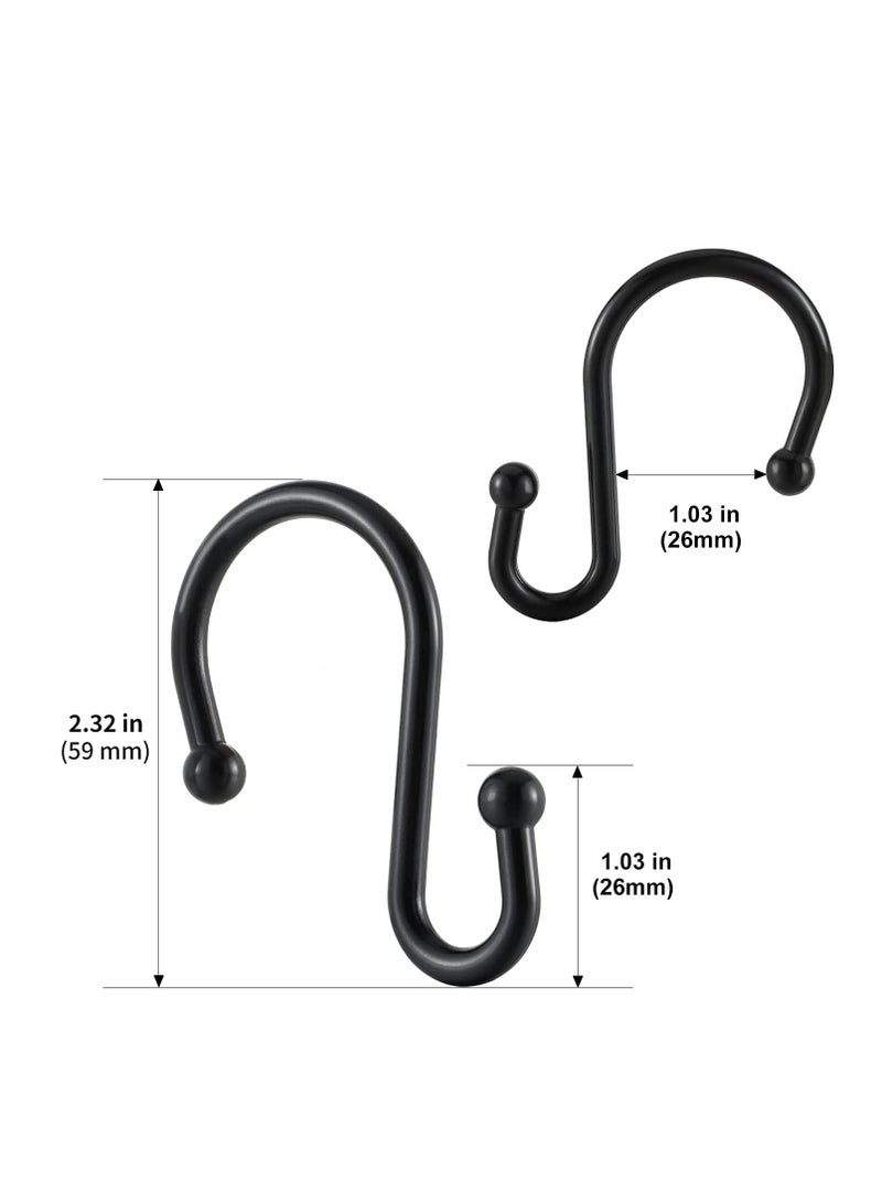 Rust-Resistant Black Metal Shower Curtain Hooks - 12 Decorative S-Shaped Rings for Bathroom, Towels & Clothing - Image 3