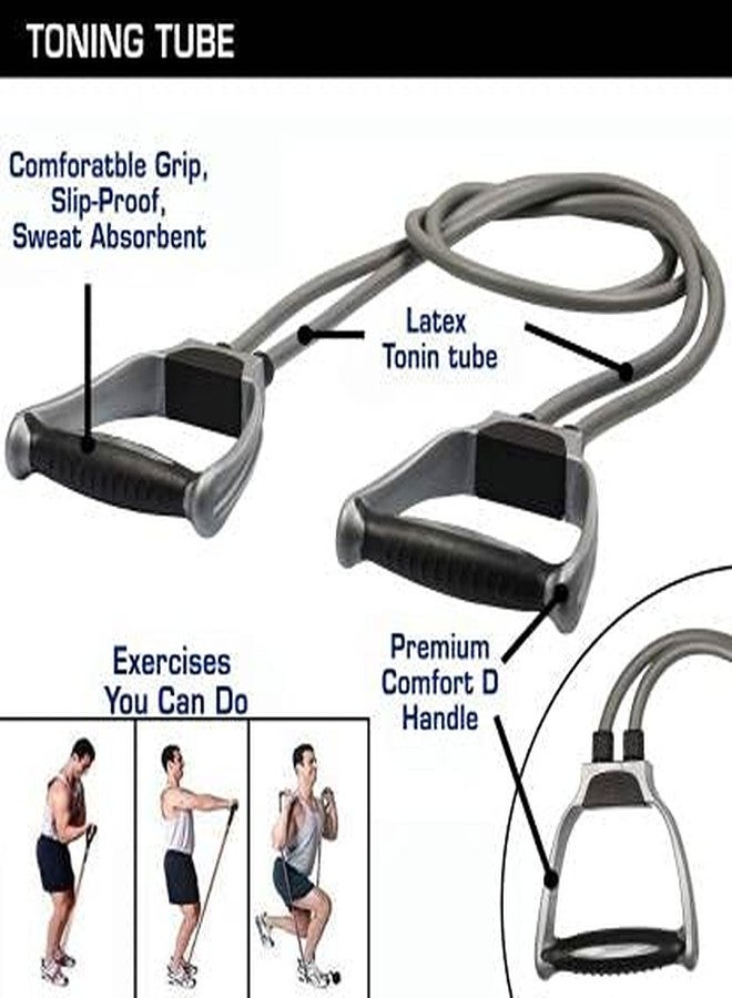 LIVOX Double Toning Tube, Resistance Tube with Push up Bar Combo Home Gym Exercise Equipment for Men and Women Gym Set for Home Workout (Multi, Pack of 3) - Image 2