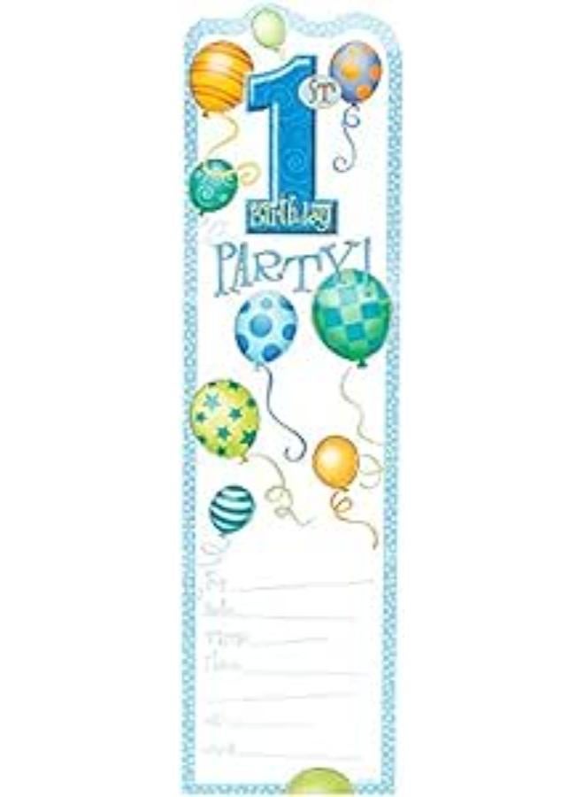 Blue 1st Birthday Invitations, 8ct