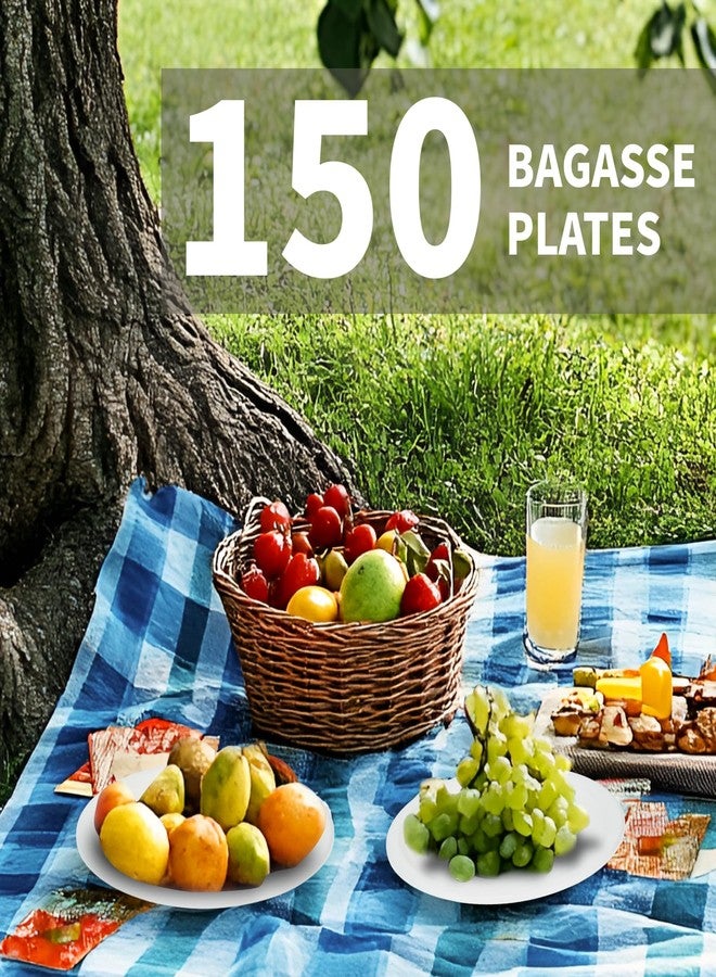 ZEARE Compostable Paper Plates 9 Inch - 100% Biodegradable, Heavy Duty Eco-Friendly Disposable Plates for Camping，Parties, Weddings, BBQ (150 Pack) (9" Natural Brown) - Image 3