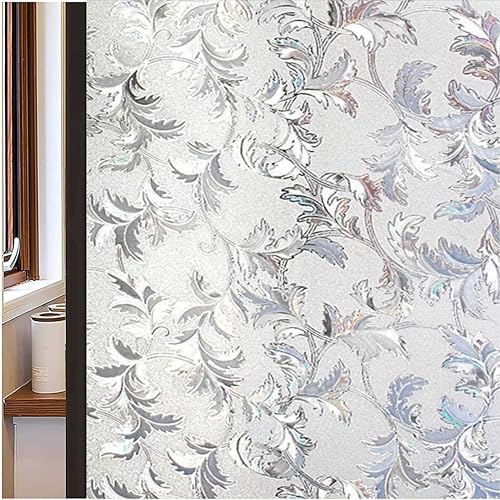 WALLTON Privacy Vinyl Frosted Window Film Glass Sticker Self-Adhesive Film Tint Wallpaper Opaque Sheet for Glass Privacy Cover Window, Door, Office, Home.| Anti-UV. (16x96 Inch, Coriander Leaves) - Image 4