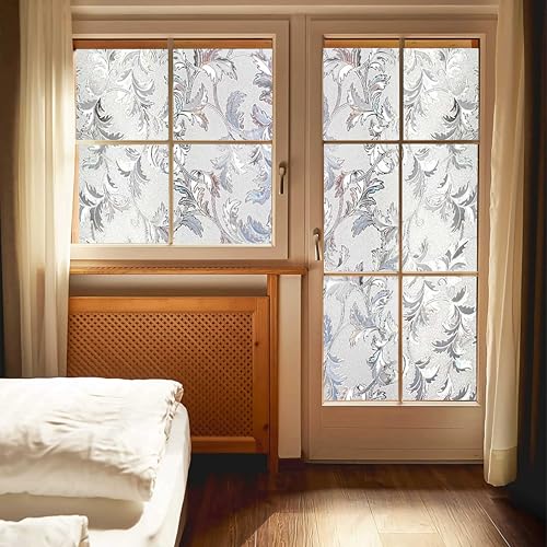 WALLTON Privacy Vinyl Frosted Window Film Glass Sticker Self-Adhesive Film Tint Wallpaper Opaque Sheet for Glass Privacy Cover Window, Door, Office, Home.| Anti-UV. (16x96 Inch, Coriander Leaves) - Image 5