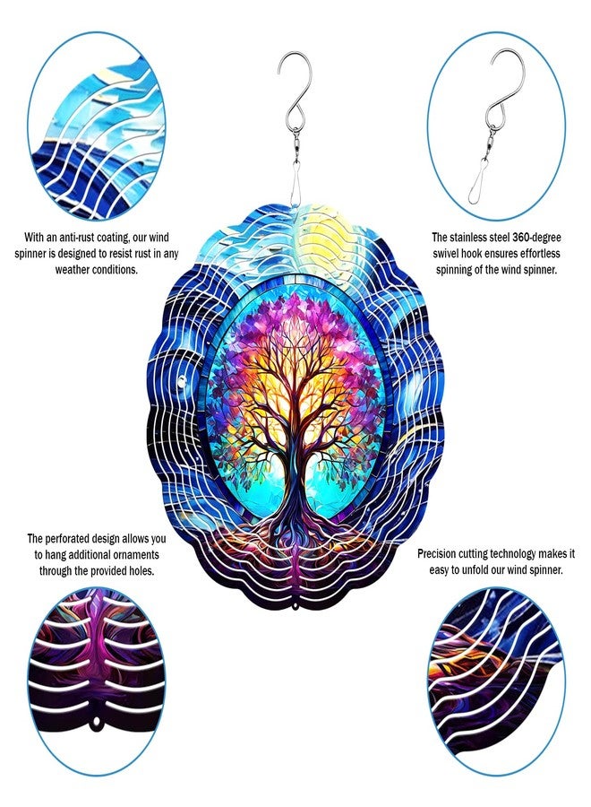 PUCPAM Tree of Life Wind Spinner, 3D Hanging Stainless Steel Garden Spinner, Wind Spinner Hanging for Outdoor & Indoor Décor, Unique Gifts for Yard Garden Decoration or Patio Décor (Tree of Life) - Image 4