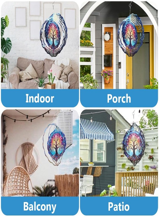 PUCPAM Tree of Life Wind Spinner, 3D Hanging Stainless Steel Garden Spinner, Wind Spinner Hanging for Outdoor & Indoor Décor, Unique Gifts for Yard Garden Decoration or Patio Décor (Tree of Life) - Image 5