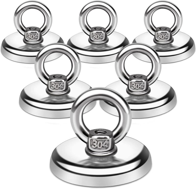 E BAVITE Magnetic Hooks, Heavy Duty Magnetic Hooks with Countersunk Hole Eyebolt, Perfect for Home, Kitchen, Workplace, Office and Garage, Pack of 6 - Image 1