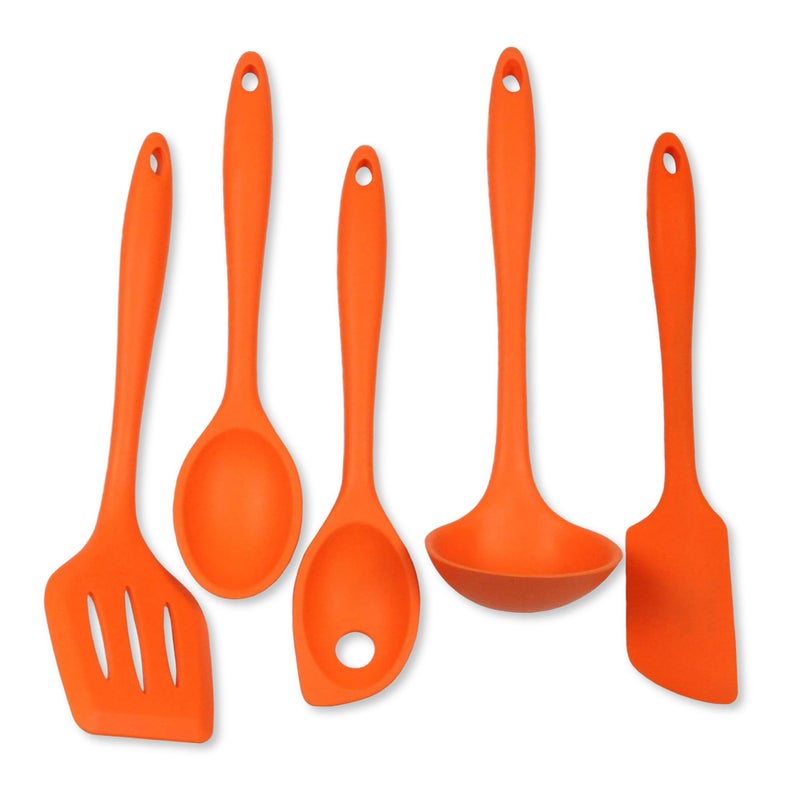 Chef Craft Premium Silicone Kitchen Tool and Utensil Set, 5 Piece, Orange - Image 1