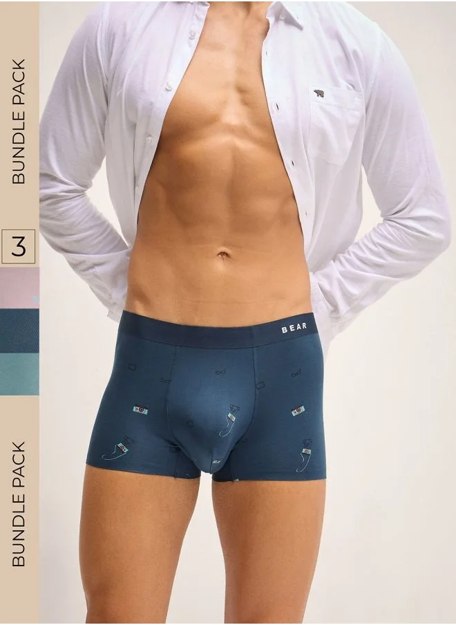 ذا بير هاوس Men’s Boxers (Pack of 3) – Stretchable Waistband and Soft Modal Boxer Shorts, Breathable Fabric for Comfort, Ideal for Work and Casual Wear