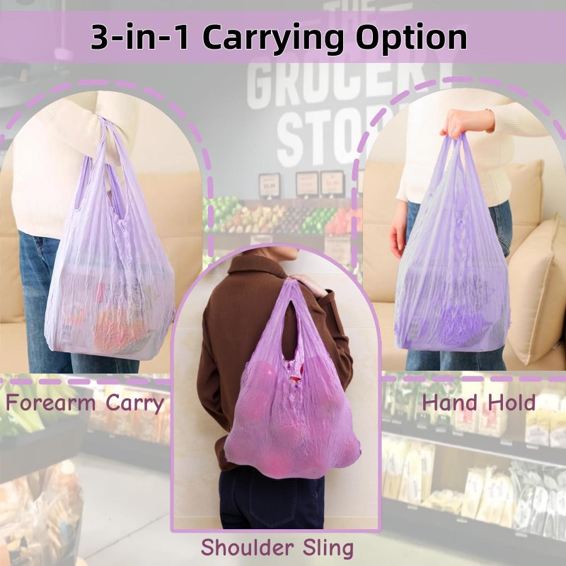 Jowgut 6 Pieces Magic Stretch Bags, Large Capacity Pleated Expandable Shopping Bags, Reusable Foldable Grocery Tote Portable for Shopping, Travel, Groceries, Work, Picnics - Image 4