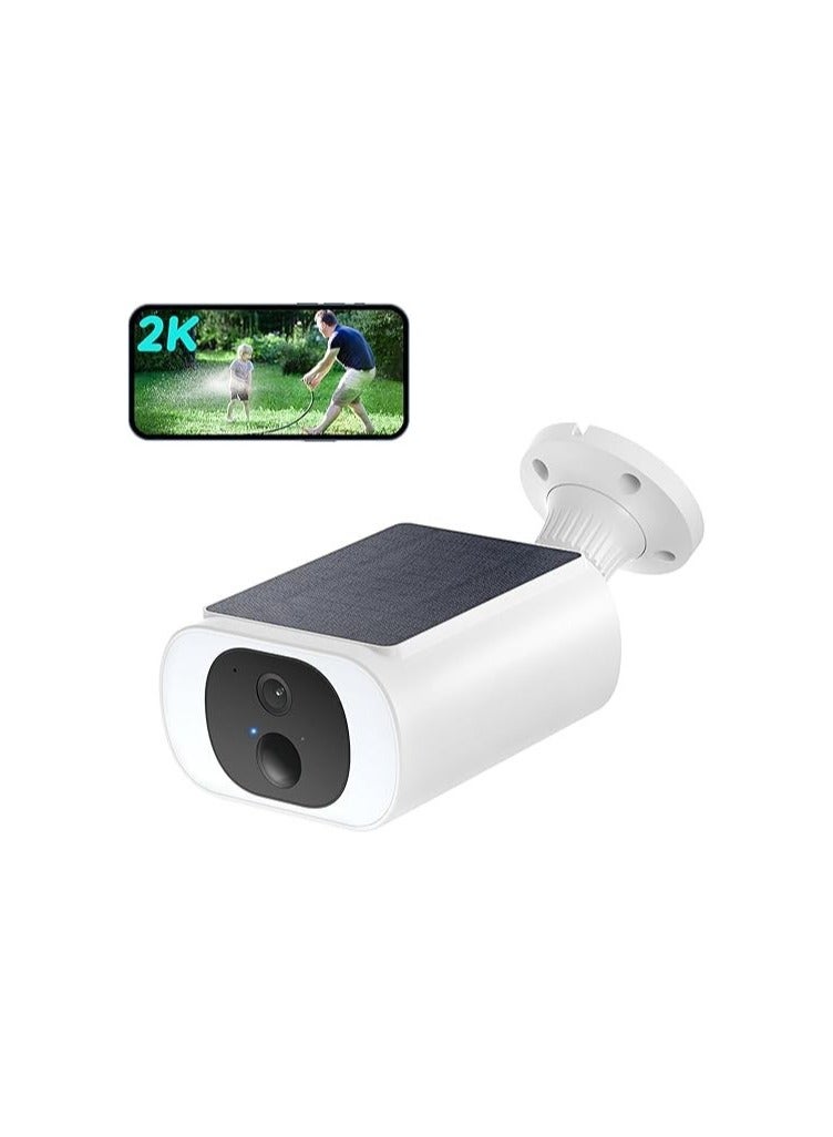 كاميرا مراقبة واي فاي لاسلكية خارجية 2 كيه – لوحة شمسية مدمجة، جهاز استشعار حركة، رؤية ليلية ملونة، مقاومة للماء بتصنيف IP65، كشف منطقة مخصصة - Image 1