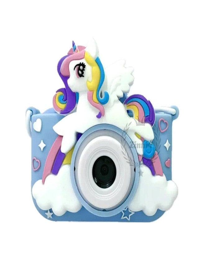 Zinnia Digital Camera for Girs & Boys, 13 MP Camera for HD Photo & 720p Video Recoding Dual Digital Camera Toy for Kids, Unicorn Design Silicone Cover Mini Camera for Kids (Maya Blue) - Image 1