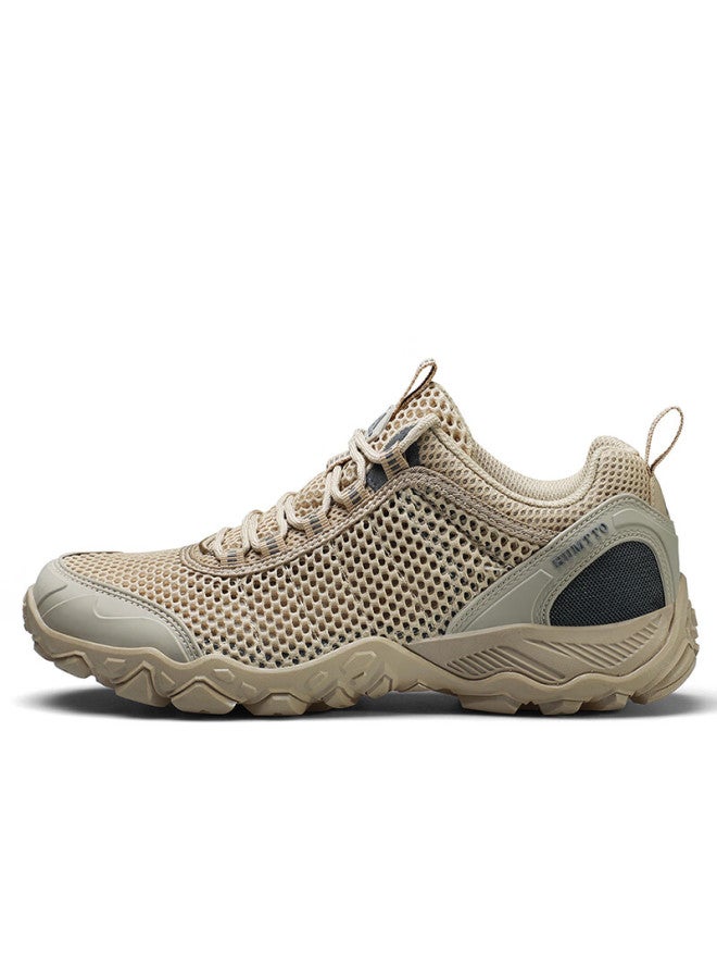 HUMTTO Humtto Summer Mesh Hiking Shoes For Men With Anti-slip Rubber Outsole Outdoor Climbing Shoes Breathable Casual Men's Shoes Sand Color Size 43 - Image 2