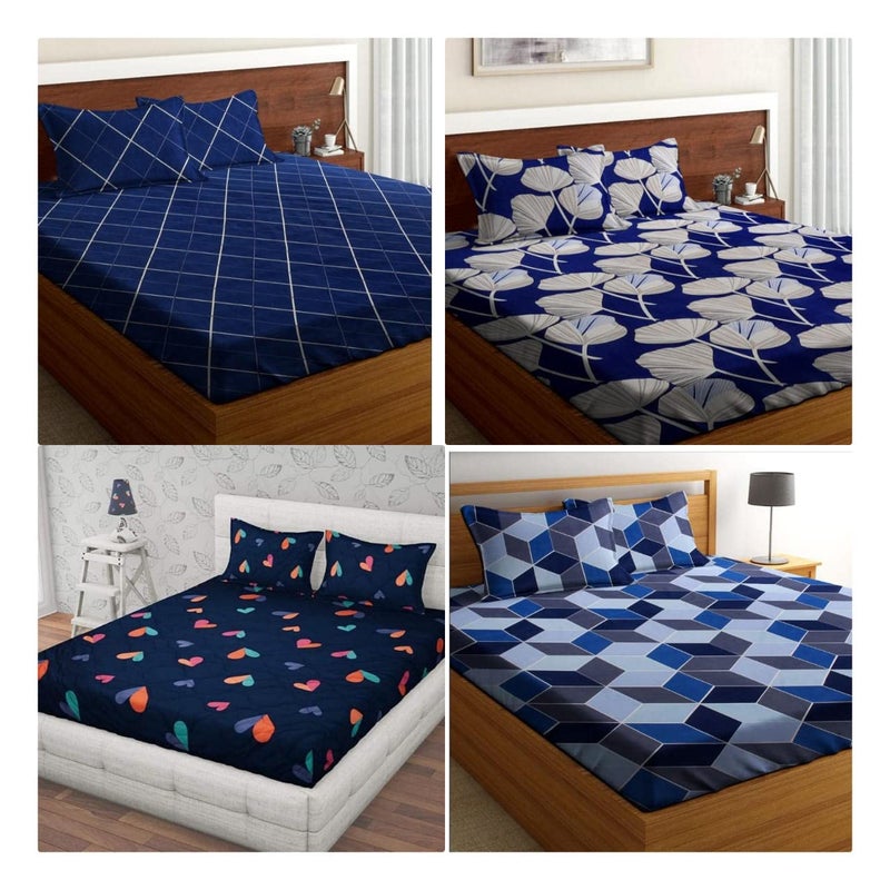 HIYANSHI HOME FURNISHING HIYANSHI HOME FURNISHING Combo Set of 4 Super Soft Microfiber Double Bedsheet with 8 Pillow Covers Multicolour 