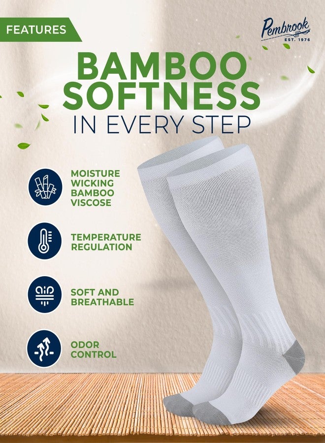 Pembrook® 3 Pairs Plus Size Compression Socks Wide Calf - 15-20 mmHg Bamboo Viscose Men and Women Wide Calf, Plus Size, Black, White, Gray - Image 3