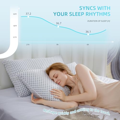 SAPHREAS Cooling Bed Pillows King for Sleeping, Luxury Hotel Shredded Memory Foam Pillows for Side Back Stomach Sleepers, Cool Firm Pillow for Neck Support - Image 4