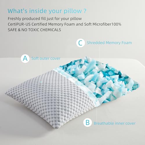 SAPHREAS Cooling Bed Pillows King for Sleeping, Luxury Hotel Shredded Memory Foam Pillows for Side Back Stomach Sleepers, Cool Firm Pillow for Neck Support - Image 5