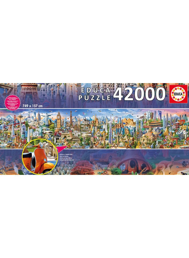 Educa - XXL Puzzle, Around The World, Puzzle of 42,000 Pieces, Includes Booklet with List of Monuments, Ref. 17570 - Image 4