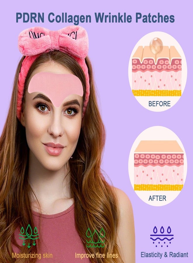 Kewhunt لصقات كيوهانت لعلاج تجاعيد الجبهة بحمض نووي سمك السلمون، لصقات كولاجين للجبهة للاستخدام الليلي، لصقات للجبهة لتنعيم الخطوط الدقيقة والتجاعيد، وتوحيد لون البشرة، وزيادة مرونتها - لصقات ناعمة للوجه، 16 قطعة - Image 4