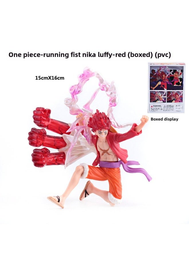 Generic - Animation One Piece Run Lufei Run Fist Nika Hand-made Model Peripheral Ornaments A Generation Of Hair-Color:One Piece - Curved Legs Cloud Nika Luffy - Red (boxed) (pvc) - Image 1