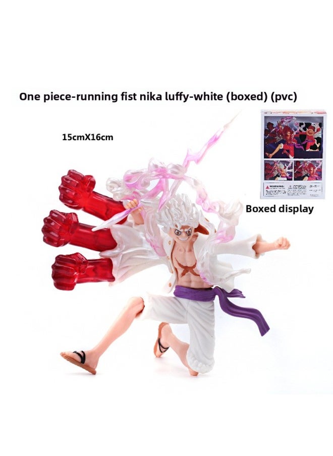 Generic - Animation One Piece Run Lufei Run Fist Nika Hand-made Model Peripheral Ornaments A Generation Of Hair-Color:One Piece - Curved Legs Cloud Nika Luffy - Red (boxed) (pvc) - Image 1