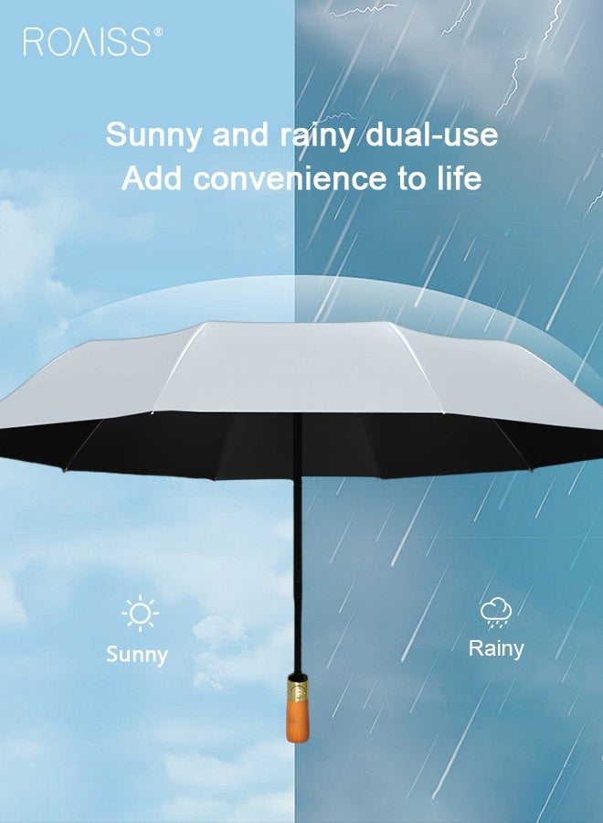 رويس مظلة نصف أوتوماتيكية متعددة الوظائف للجنسين مع عمود خشبي مقاوم للرياح معزز بنمط عمل مزدوج لشخصين 72 ضلع مظلة كبيرة شبه أوتوماتيكية للمطر أو اللمعان - Image 2