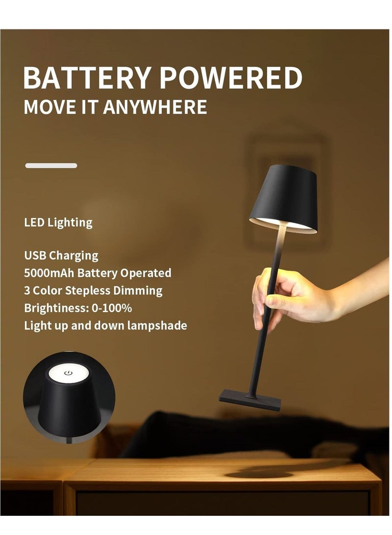 كابتن تيك Rechargeable LED Table Lamp, 3 Color Modes and Stepless Dimmable Desk Lamp, USB C LED Bedside Lamp, Battery Operated with Touch Switch, IP54 Waterproof Metal Material, Ideal for Indoor Outdoor - Image 3