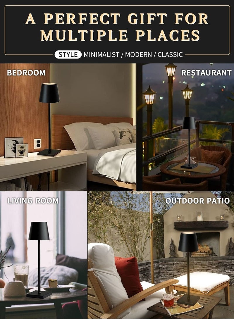 كابتن تيك Rechargeable LED Table Lamp, 3 Color Modes and Stepless Dimmable Desk Lamp, USB C LED Bedside Lamp, Battery Operated with Touch Switch, IP54 Waterproof Metal Material, Ideal for Indoor Outdoor - Image 5