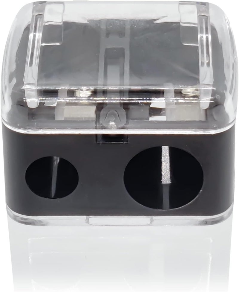 Make Up Sharpener - 2 Holes Dual Make up Pencil Sharpener, Pencil sharpeners Eyeliner Sharpener, Cosmetic Sharpener for Eyebrow Pencil, Eye Liner, Lip Liner and Brow Pencil (Pack of 1) (1, black)