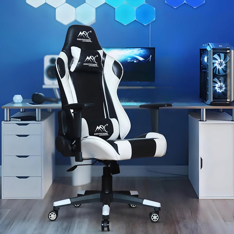 MRC EXECUTIVE CHAIRS ALWAYS INSPIRING MORE MRC EXECUTIVE CHAIRS ALWAYS INSPIRING MORE Metal Predator Gaming Chair Racing Style Ergonomic Premium High Back Revolving Computer ChairStudent Chair White - Image 1