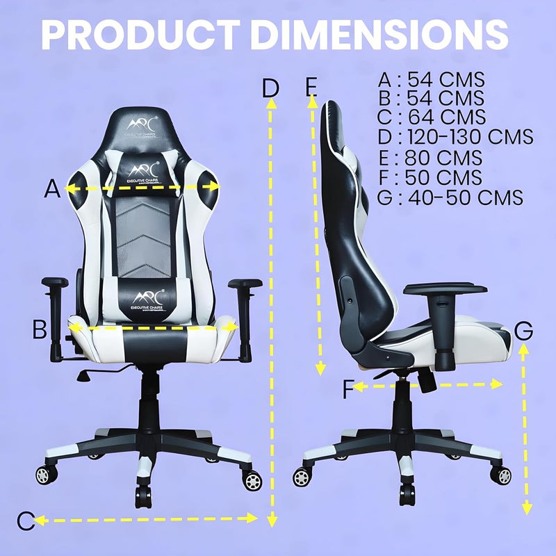 MRC EXECUTIVE CHAIRS ALWAYS INSPIRING MORE MRC EXECUTIVE CHAIRS ALWAYS INSPIRING MORE Metal Predator Gaming Chair Racing Style Ergonomic Premium High Back Revolving Computer ChairStudent Chair White - Image 2