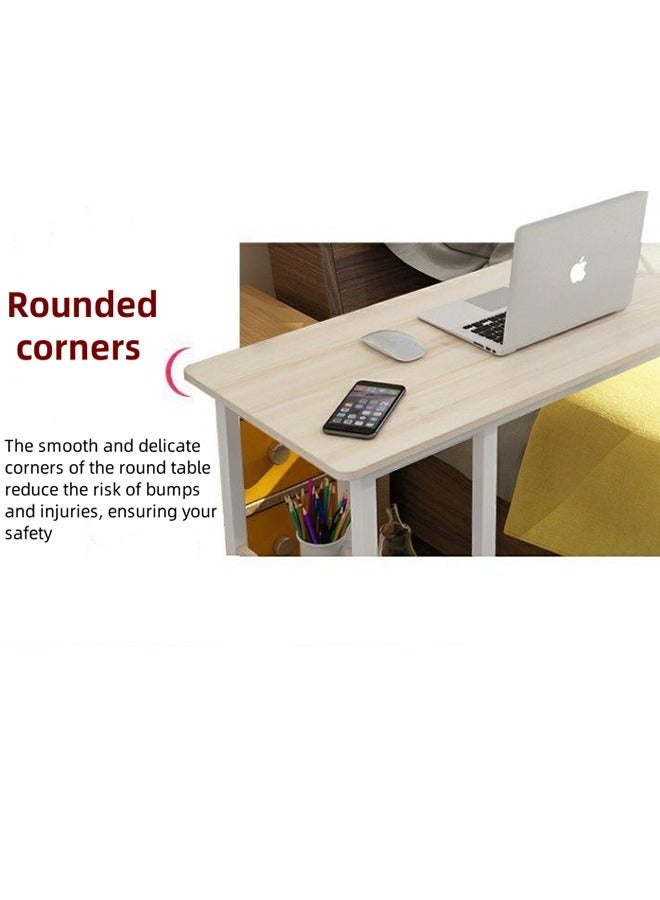 مكتب الكمبيوتر، مكتب اللعبة، مكتب المكتب المنزلي، مكتب الدراسة، طاولة جانبية الأريكة، مكتب مع رف التخزين، متنقل، مناسب للدراسة، غرفة المعيشة، غرفة النوم، 80 سم × 40 سم × 74 سم (أبيض) - Image 2