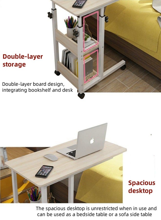 مكتب الكمبيوتر، مكتب اللعبة، مكتب المكتب المنزلي، مكتب الدراسة، طاولة جانبية الأريكة، مكتب مع رف التخزين، متنقل، مناسب للدراسة، غرفة المعيشة، غرفة النوم، 80 سم × 40 سم × 74 سم (أبيض) - Image 3