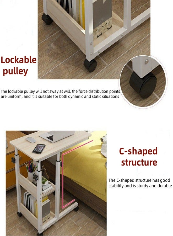 مكتب الكمبيوتر، مكتب اللعبة، مكتب المكتب المنزلي، مكتب الدراسة، طاولة جانبية الأريكة، مكتب مع رف التخزين، متنقل، مناسب للدراسة، غرفة المعيشة، غرفة النوم، 80 سم × 40 سم × 74 سم (أبيض) - Image 4