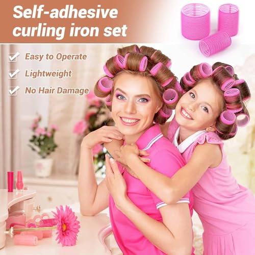 VIVIAN Self Grip Hair Rollers Curlers 24 Pcs Set with 12Pcs Heatless Hair Rollers 3 Sizes (4 Jumbo, 4 Large & 4 Medium) and 12 Pcs Hair Clips for Long Short Hair Volume - Image 4