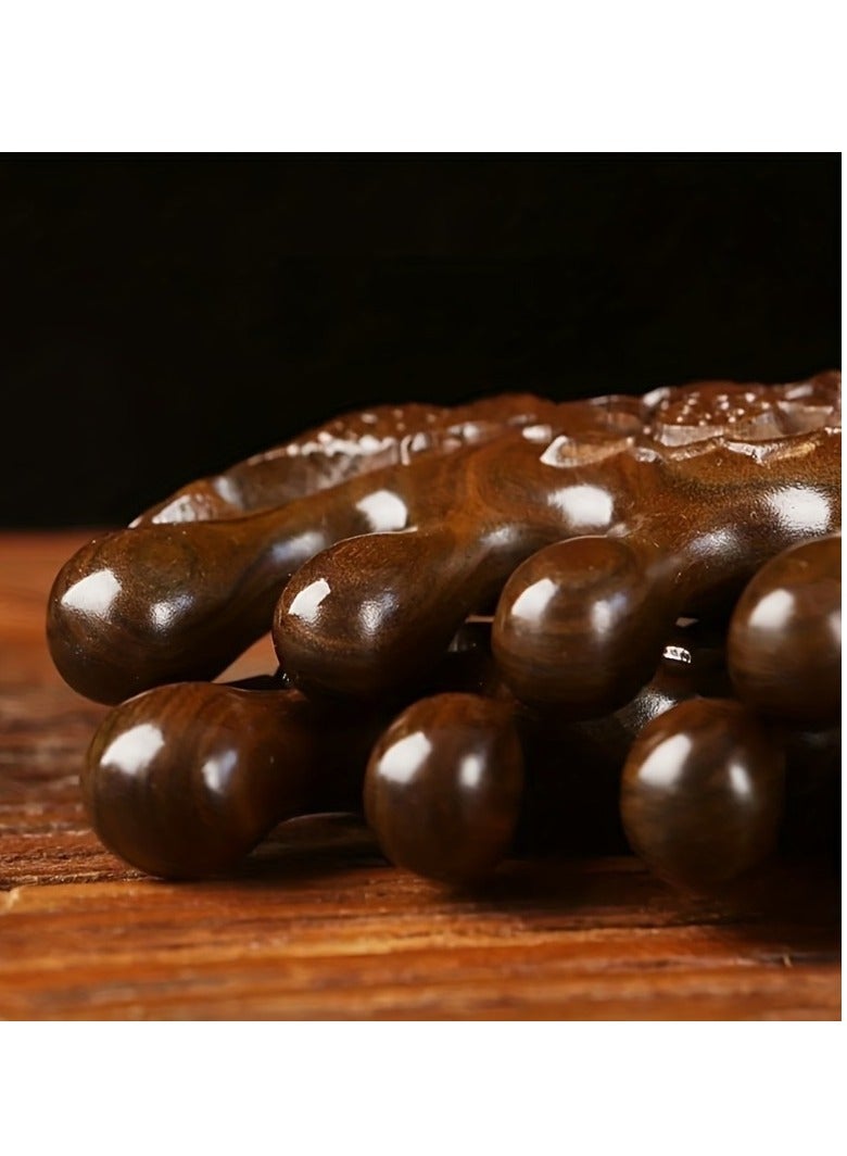 Loquat 1pc Natural Handmade Pure wood Five-tooth meridians comb portable gold wire sandalwood comb wide tooth head scalp meridians scraping massage comb Wooden Comb for Men and Women (Lotus Fish) - Image 3