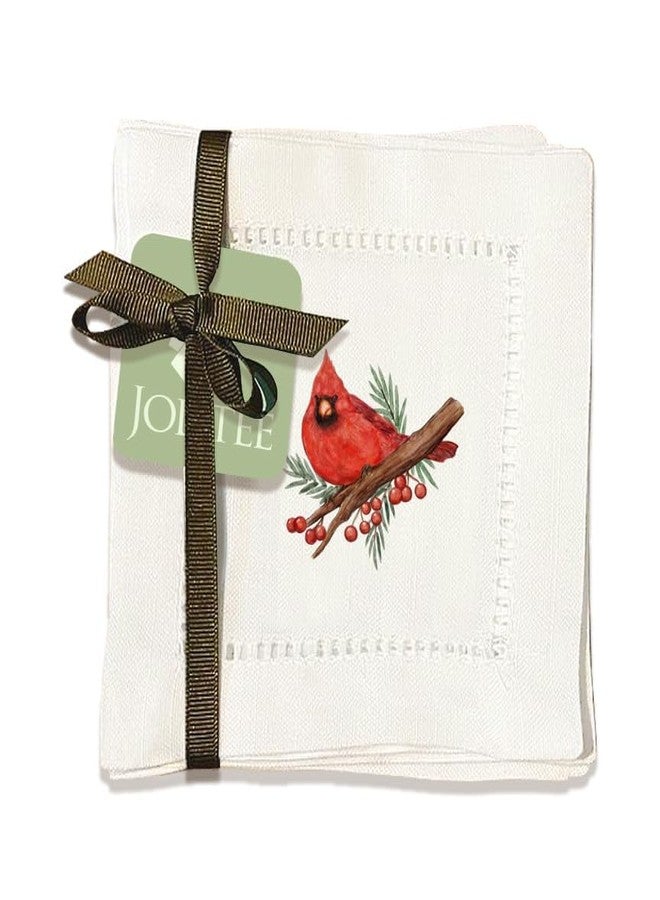 Jolitee Decorative Hemstitch Cocktail Napkins, 6"x6" Washable Linen-Like Cloth Napkins, Handmade for Entertaining and Everyday Use (Red Cardinal) - Image 2