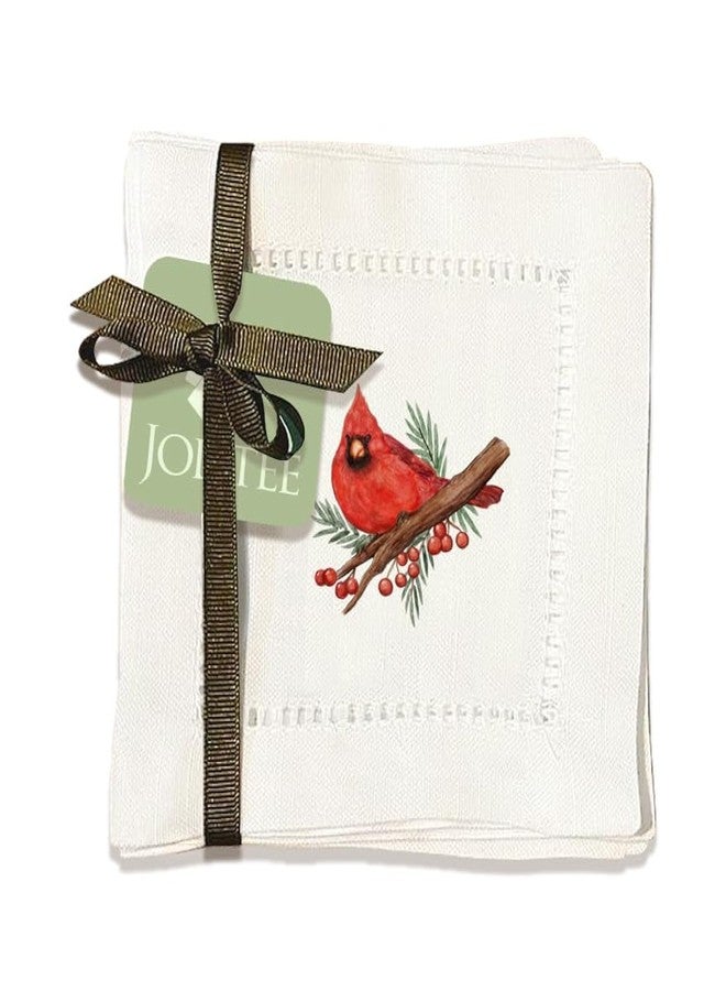 Jolitee Decorative Hemstitch Cocktail Napkins, 6"x6" Washable Linen-Like Cloth Napkins, Handmade for Entertaining and Everyday Use (Red Cardinal) - Image 1