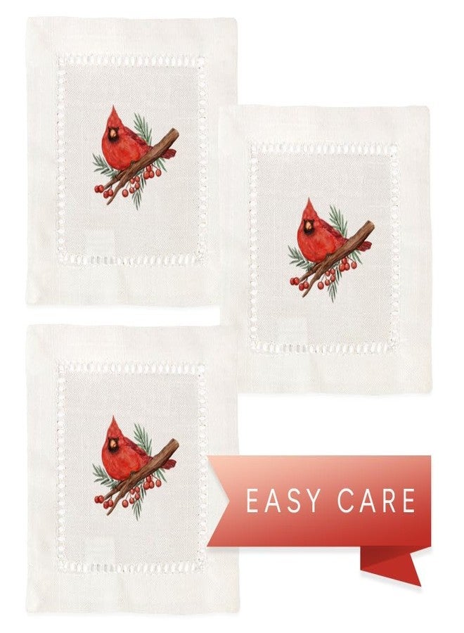 Jolitee Decorative Hemstitch Cocktail Napkins, 6"x6" Washable Linen-Like Cloth Napkins, Handmade for Entertaining and Everyday Use (Red Cardinal) - Image 3