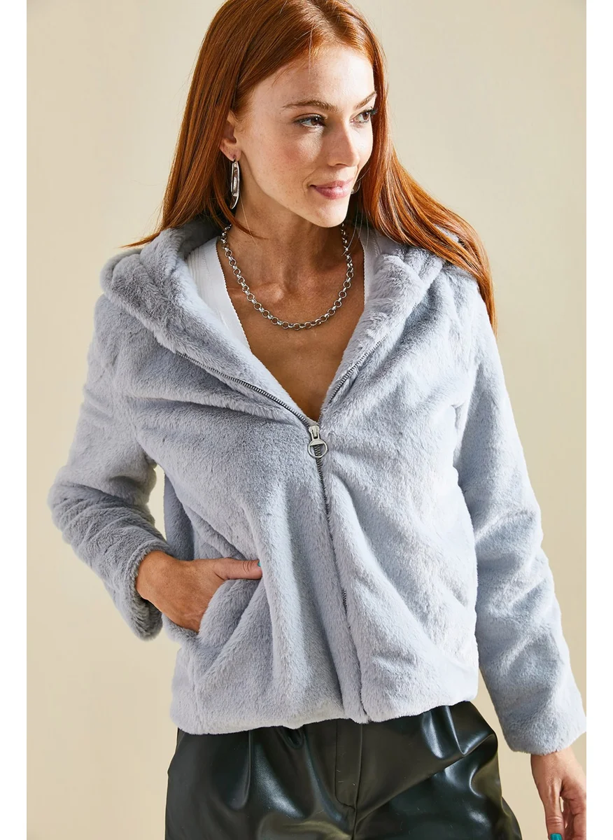 Lithe Hooded Plush Fur Coat
