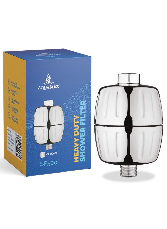 AquaBliss AquaBliss HD HEAVY DUTY High Output Shower Filter Latest Superior Advanced 30x Filter Media - Universal Multi-Stage Shower Head Filter for Chemicals, Chlorine, Pesticides (SF500) - Chrome  - Image 1