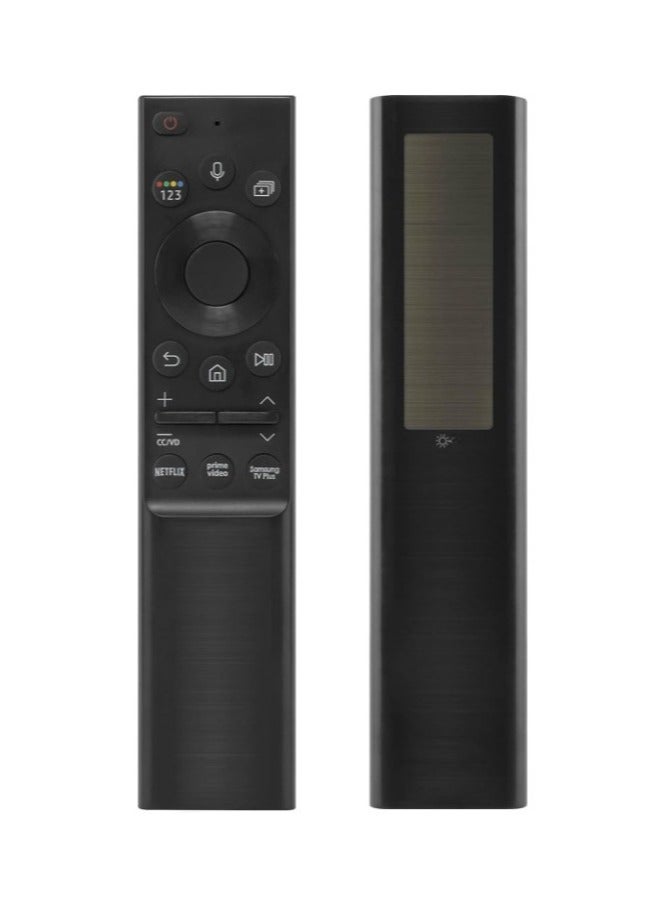 ريبنيو ريموت صوتي يعمل بالطاقة الشمسية  موديل BN59-01357 مناسب لأجهزة تلفزيون سامسونج الذكية جهاز تحكم عن بعد يعمل بالطاقة الشمسية مع 3 أزرار اختصار لا حاجة للبطارية اصدار محدث(أسود) - Image 1