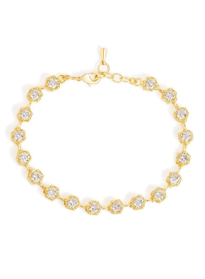 مينوتيا سوار MINUTIAE أنيق قابل للتعديل مرصع بالزركونيا المكعبة والماس للنساء (ذهبي) - Image 1