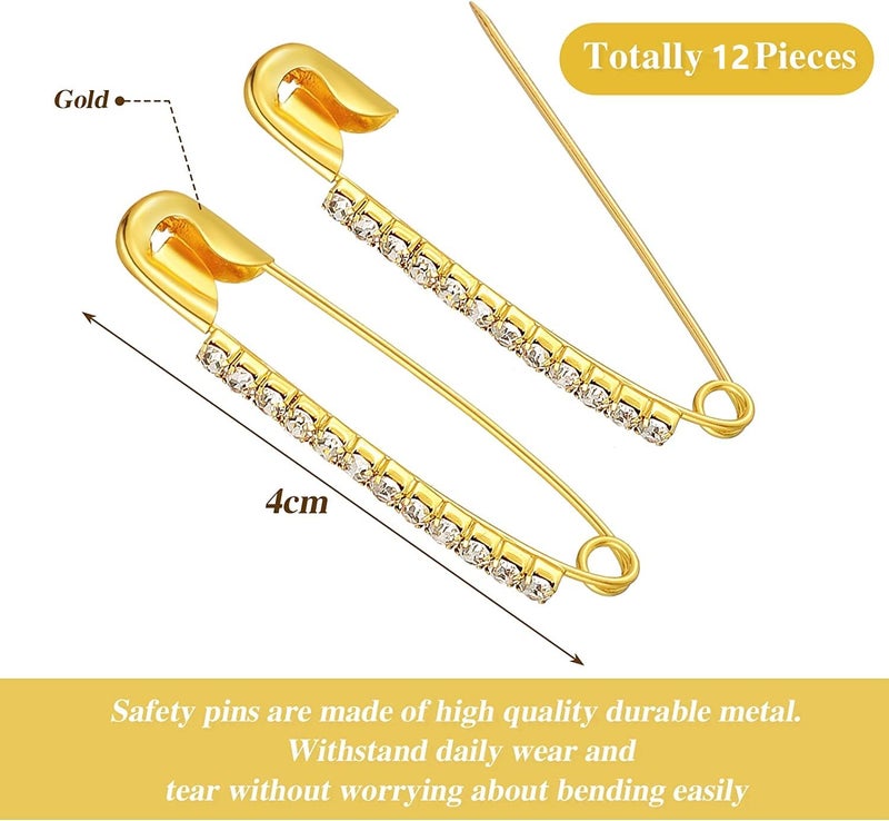 VAMA FASHIONS Stone Safety Saree Pin Dress Kurtis Pallu Dupatta Chunari Scarf Sari Pleats Pins for women - 3 Sets (saree pin set) - Image 3