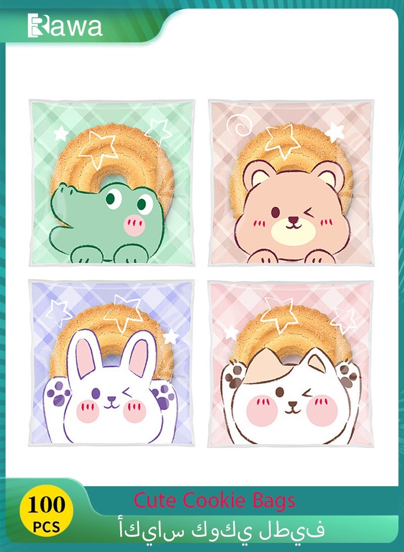 روعة 100 قطعة أكياس ملفات تعريف الارتباط لطيفة ذاتية الختم ، أكياس وجبات خفيفة ذاتية اللصق مقاس 7 × 7 سم ، أكياس هدايا من السيلوفان المسطحة لحفلات الأطفال ، أكياس حلوى الزفاف ، أكياس الحلوى ، أكياس التخزين ، أكياس تغليف وتخزين المواد الغذائية الشفافة ، (متعددة الأنماط ، صديقة للبيئة) - Image 1